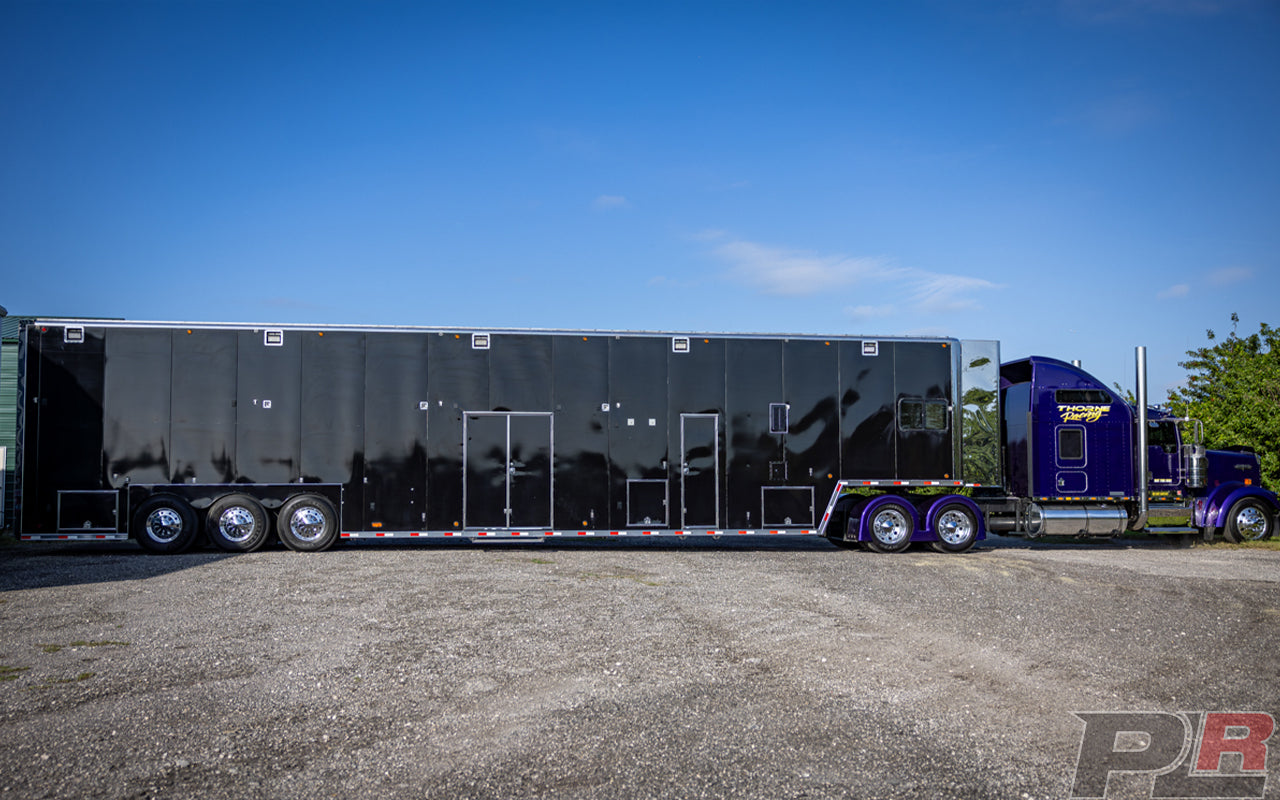 2004 Competition 56' Hydraulic Liftgate Race Trailer and 2004 Kenworth W900 Semi Combo For Sale